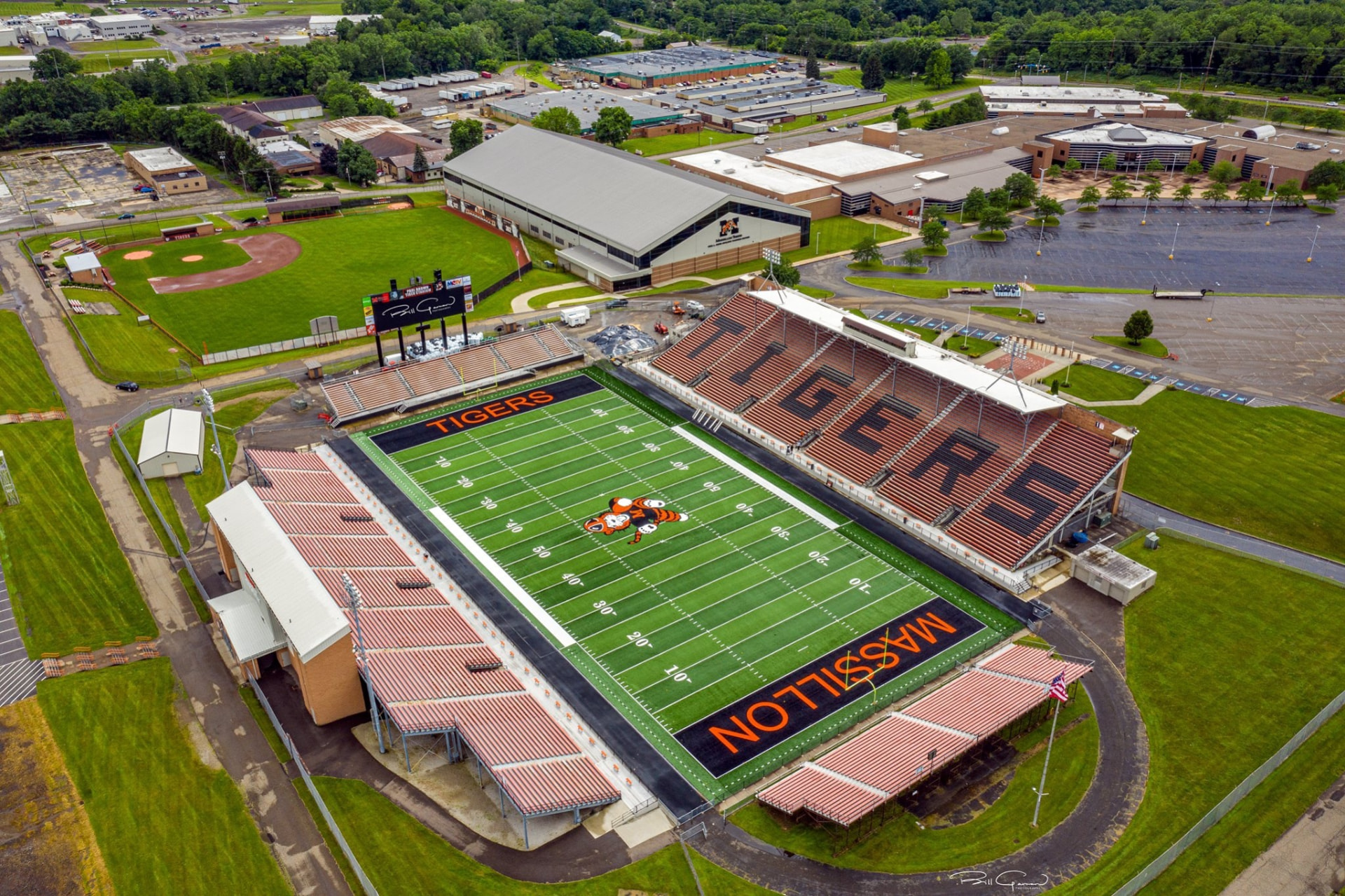 Paul Brown Tiger Stadium and the Massillon campus from above