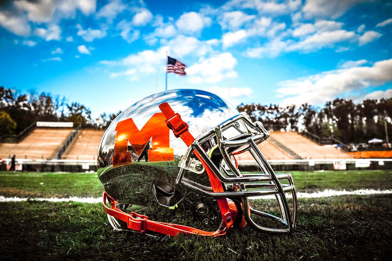 Chrome M helmet before the McKinley game